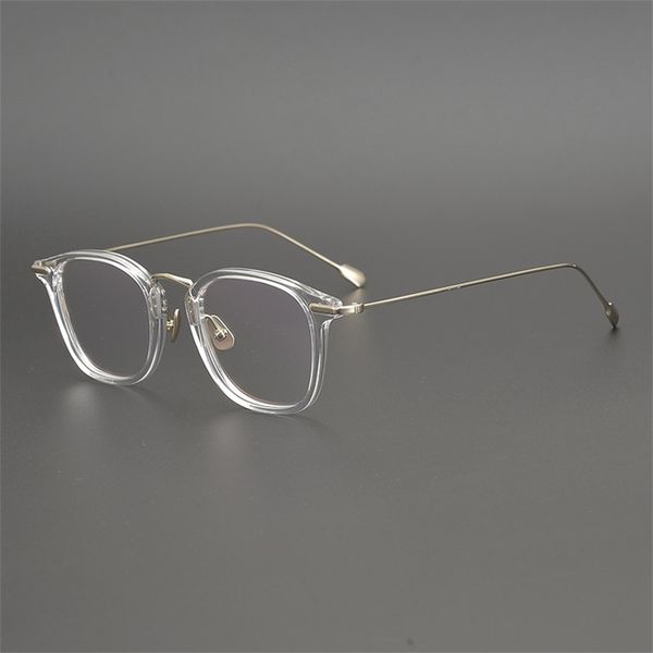 

80% off stores online high taste refined transparent yellow pure titanium spectacle frame large face square frame can be equipped with sever, White;black