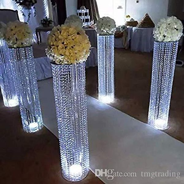 

110 cm/43.5 inch wedding flower chandeliers flower stand with acrylic bead pendants for wedding party event table centerpiece