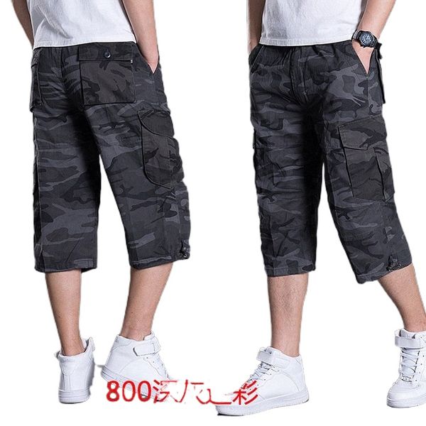 

2020 wide loose summer new men's casual shorts men's loose overalls men's camouflage pants men ins hong kong wind q26q#, White;black