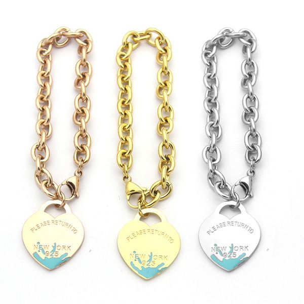 

green oil drop love jewelry sets womens necklace bracelet birthday gift for women designer big heart jewelry wedding statement jewelrys, Silver