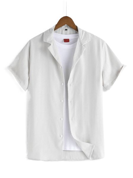 

men 1pc solid button front shirt d6xx#, White;black