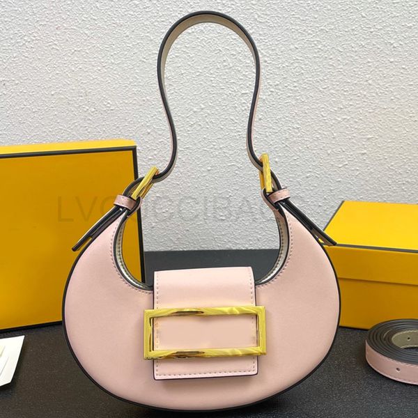 

designer designer bag cookie crescent handbags crossbody shoulder axillary genuine leather small tote palin removable strap metal gold purse