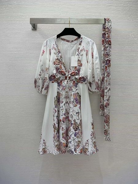 

2022 summer autumn v neck fashion print milan runway dress designer dresses brand same style sundress 0511-6, Black;pink