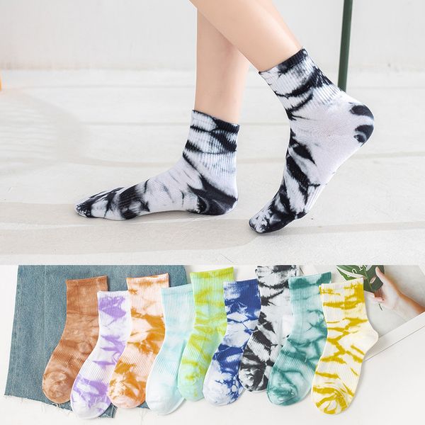 

tie-dye tube socks street trend high fashion jk ins socks, Black