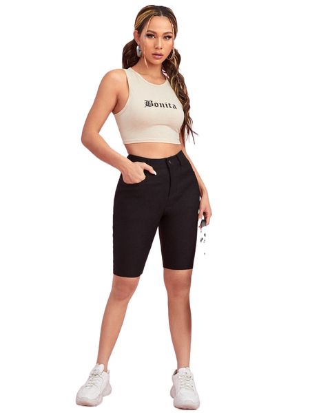 

solid skinny bermuda shorts z9jy#, White;black