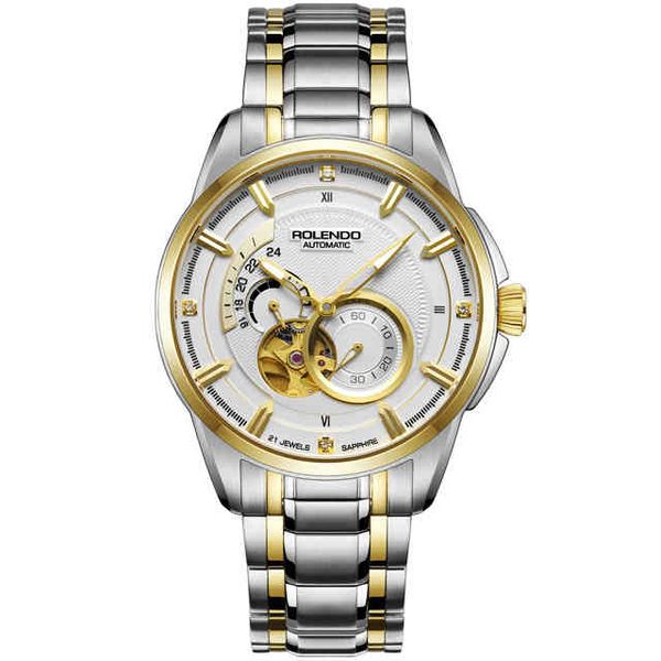 

rolando darth vader multifunctional y automatic men's busins waterproof hollow out watch brand, Slivery;brown