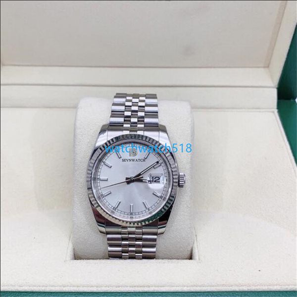 

original box paper watch 116234 36mm calendar magnifier mechanical automatic silver dial stainless steel bracelet luxury mens watches waterp, Slivery;golden