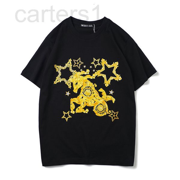 

men's t-shirts designer new summer clothes twelve constellations capricorn short sleeve t-shirt cotton men's street fashion women&, White;black