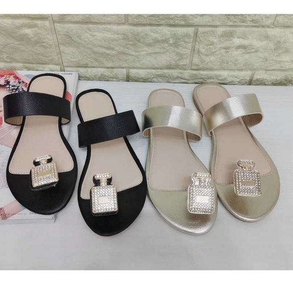 

metal button designers womens beach slide thong slippers beach outdoor casual leather lady fashion flip flops sandals brand ladies summer ba, Black