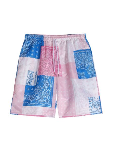

romwe guys paisley patchwork shorts u8af#, White;black