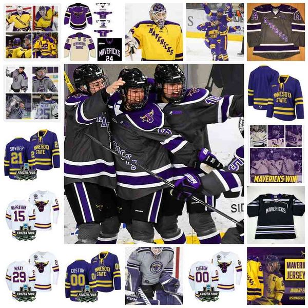 

xflsp dryden mckay minnesota state 2022 college frozen four hockey jersey 53 teodors blugers 8 daniel brickley 20 ryan carter 76 eriah hayes, Black