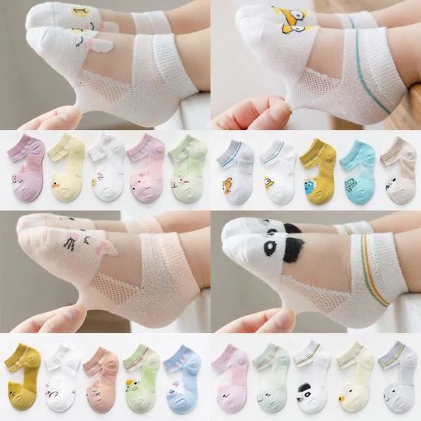 Meias de bebê 5 pares / lote verão malha algodão desenhos animados animais meninas meninas menino recém-nascido criança meias