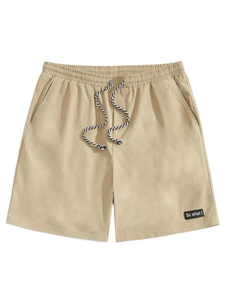 

men patch detail drawstring waist shorts k37t#, White;black