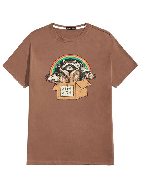 

romwe x vincenttrinidadart guys animal print tee z7e3#, White;black