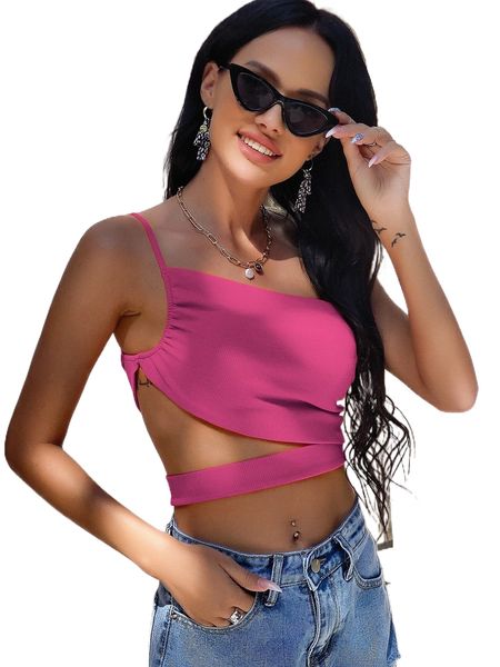

cut out ruched one shoulder h49p#, White