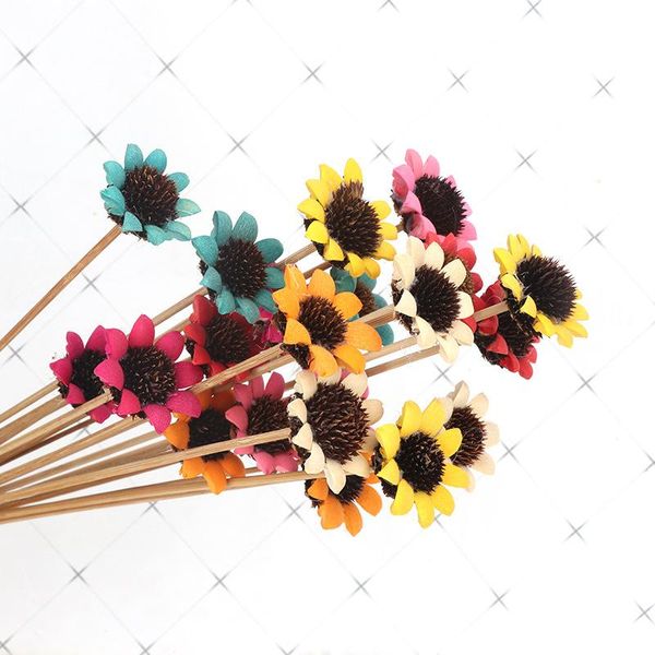 Dekorative Blumenkränze DIY natürliche getrocknete Pflanze glückliche Sonnenblume Heimdekoration handgemachte Simulation