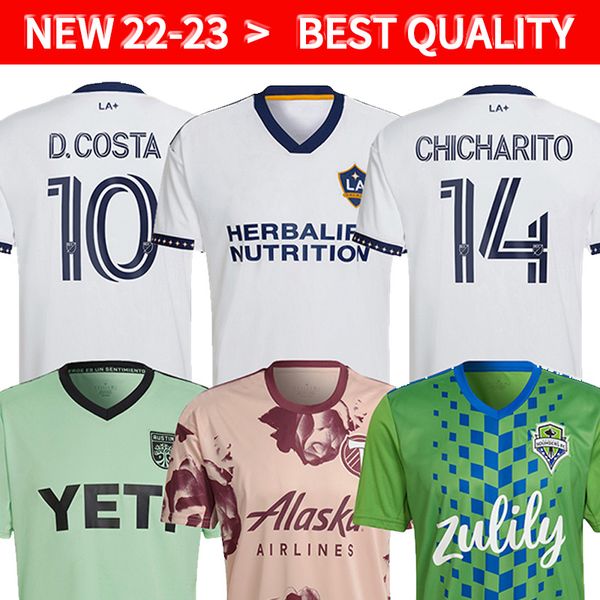 

mls 2022 2023 los angeles la galaxy soccer jerseys seattle sounders football shirt portland timbers chicharito costa 22 23, Black;yellow