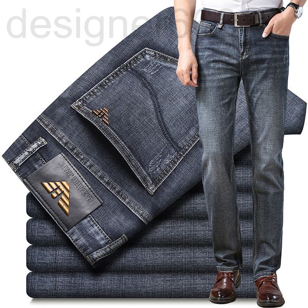 

men's jeans designer spring thin straight slim fit cotton high-end fashion brand korean youth blue grey long pants 3m8e