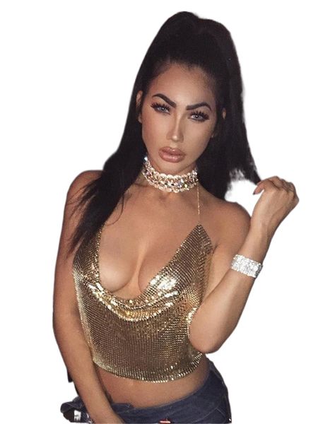 

foreign trade women's neck v-neck backless vest camisole with diamond sleeveless ladies navel nightclub clothing 43s6#, White
