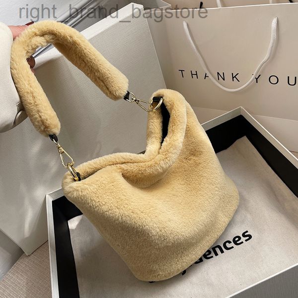 

designer fluffy shoulder bag fashion faux fur bucket bags for women 2022 brand soft plush crossbody bag female tote purse clutch w220813