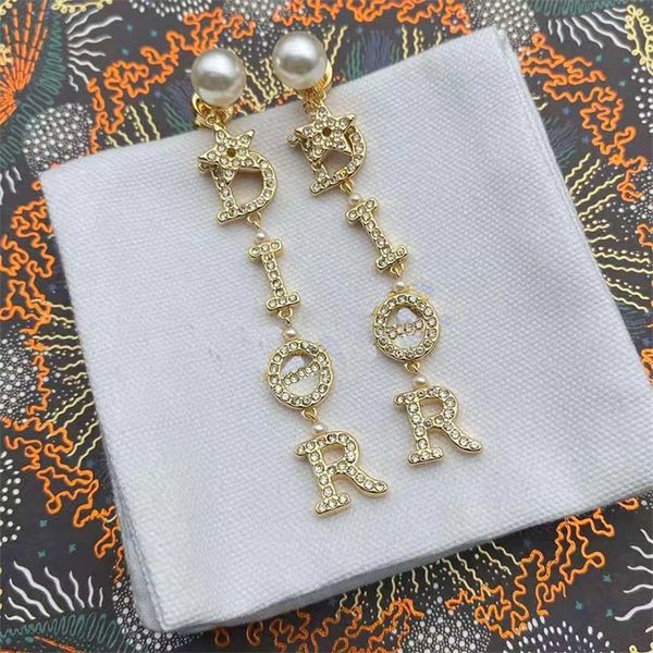 

new star earrings brass 925 personalized diamond inlaid pearl, Golden