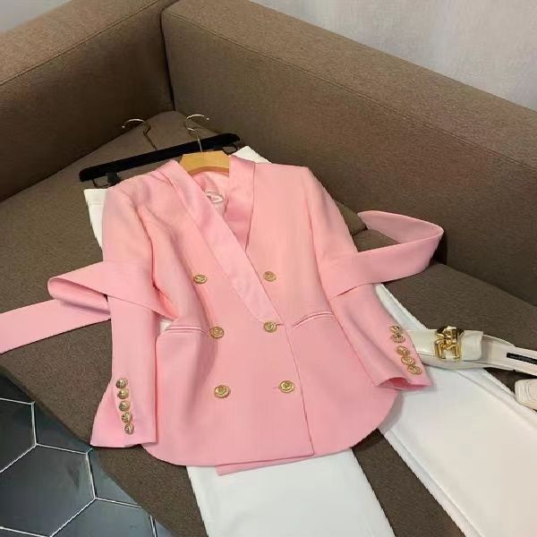 

b318 womens suits & blazers tide brand high-quality retro fashion designer presbyopic maze series suit jacket lion double-breasted slim plus, White;black