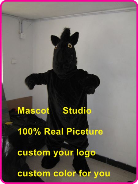 

mascot doll costumeblack horse mascot costume custom fancy costume anime kit mascotte theme fancy dress carnival costume40188, Red;yellow