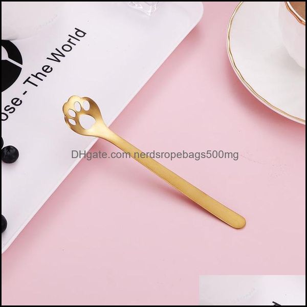 Cucchiai Posate Cucina Sala da pranzo Bar Casa Giardino Paw Scoop Gatti dei cartoni animati Cane Dessert Accessori Acciaio inossidabile Incantevole Svuotare Fashio