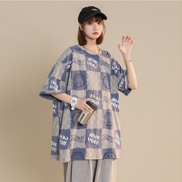 

european and american tide brand hip-hop t-shirt ins tide loose summer coat large size women's clothing z0xr#, White