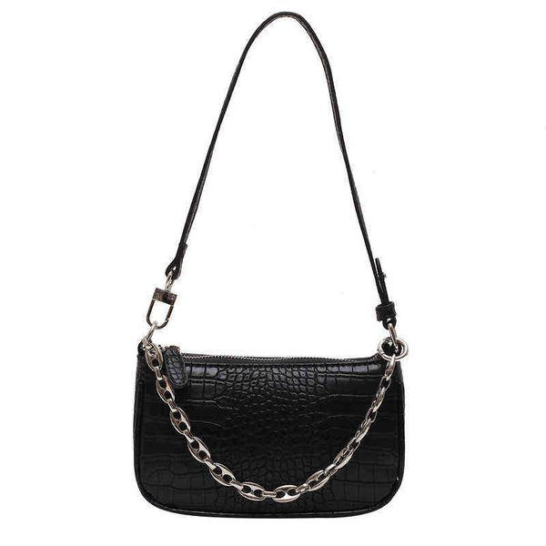 

2022 new alligator women shoulder bags fashion chain underarm handbag pu leather crossbody bag purse with two strap y220609