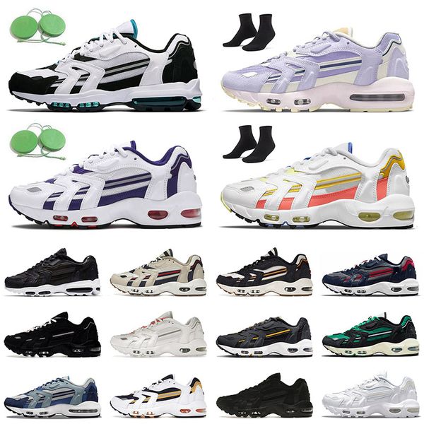 

authentic 96 athletic running shoes goldenrod beach pure platinum purple dawn mystic teal blackened blue sports 96s sneakers trainers midnig, White;red
