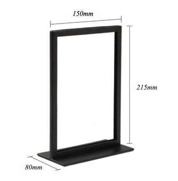 Top Gualidade A5 A5 Table Interior Poster Display Stand in Store Black Powder revestido de superfície Trimestre Menu superior Menu Frame