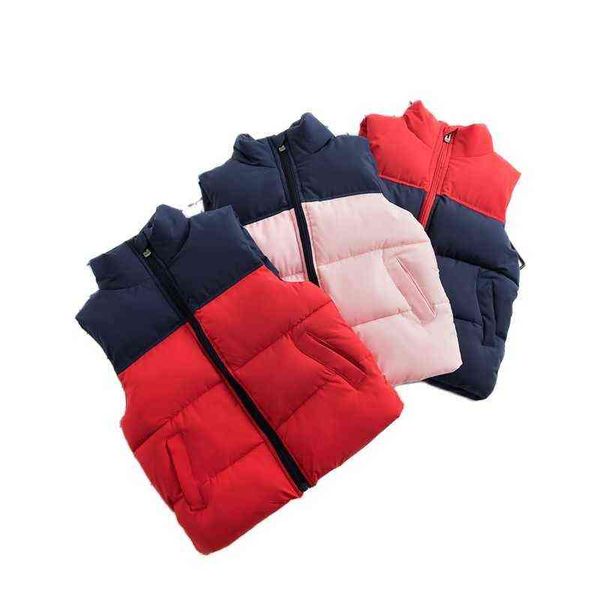 Winter Dicke Kinder Warme Weste Für Jungen Mädchen Spleißen Unten Baumwolle Weste Kinder Ärmellose Jacke Outwear Kleinkind Kleidung J220718