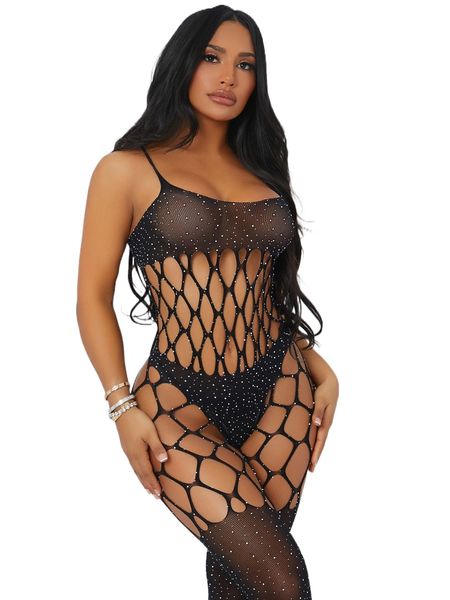 

rhinestone studded cross bodystocking s2pe#, Black;red