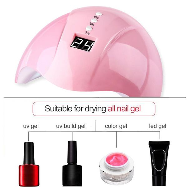 

gel 36w uv led nail lamp curing polish light 3 timers professional art 220524