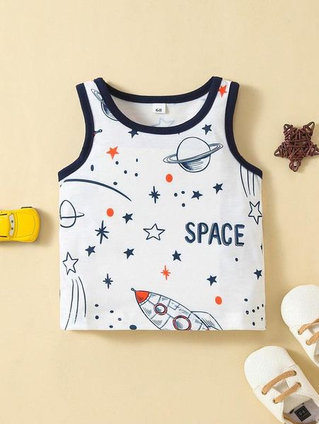 

baby galaxy & letter graphic tank she, Blue