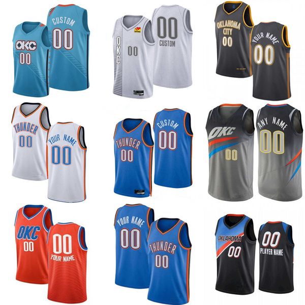 

75th custom men women 21 aaron wiggins 34 kenrich williams 27 vit krejci 50 jeremiah robinson-earl oklahoma''city''thund, Black;red