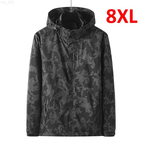 

7xl 8xl plus size jacket coat men camouflage jacket casual waterproof jackets male windbreaker big size 8xl outdoor outerwear t220716, Black;brown