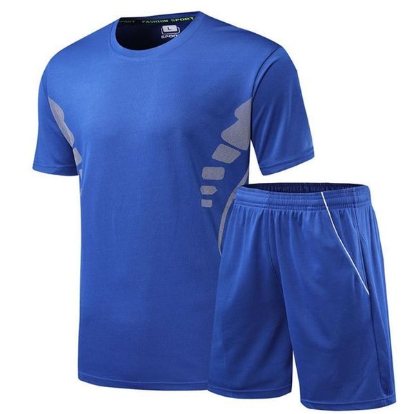 

2020 summer men's shorts t shirt men's suit sports sets tracksuit clothing print male 2 pieces sets plus lj201117, Gray