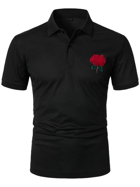 

men floral embroidery polo shirt s2nu#, White;black