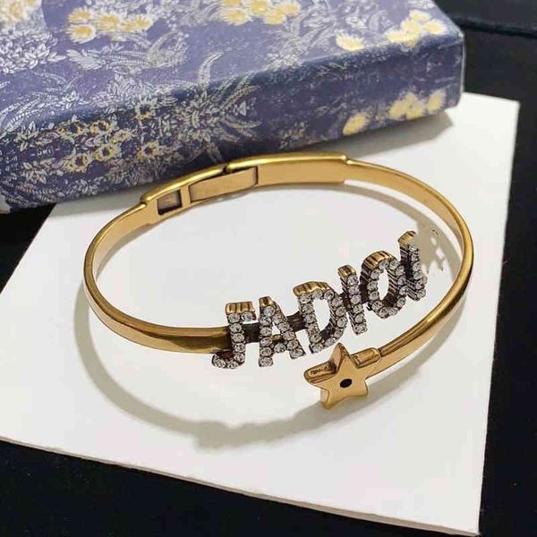 

outlet letter full diamond open star bracelet women's worn ring bracelet, Black