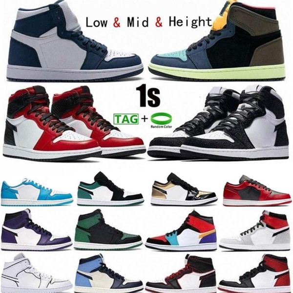 

hyper royal university blue low mid hight og 1 1s men basketball shoes s varsity unc tropical brown outdoor sports sneakers mens t346t, Black
