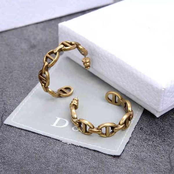

2022 factory wholesale new di high version round women's alternative hollow earrings lbxs, Golden