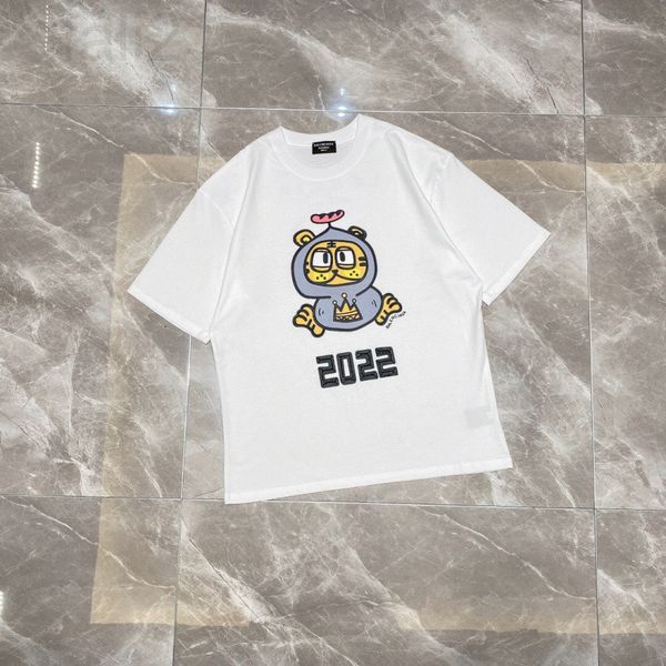

women's t-shirt designer chaopai 22ss early spring new year of the tiger three-dimensional drawing cartoon pattern men's and women, White