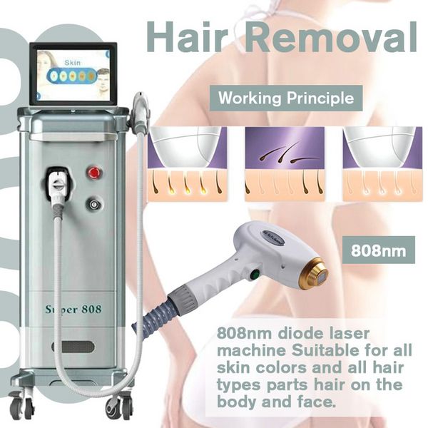 Apparecchiatura permanente indolore di bellezza di riduzione dei capelli della macchina di depilazione del laser del laser a diodi 808Nm Supporto tecnico libero