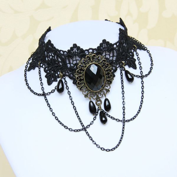 Кружевные украшения 2022 Черный хокер викторианский ожерелье готический вампир сексуальный панк -рок свадебный подарок