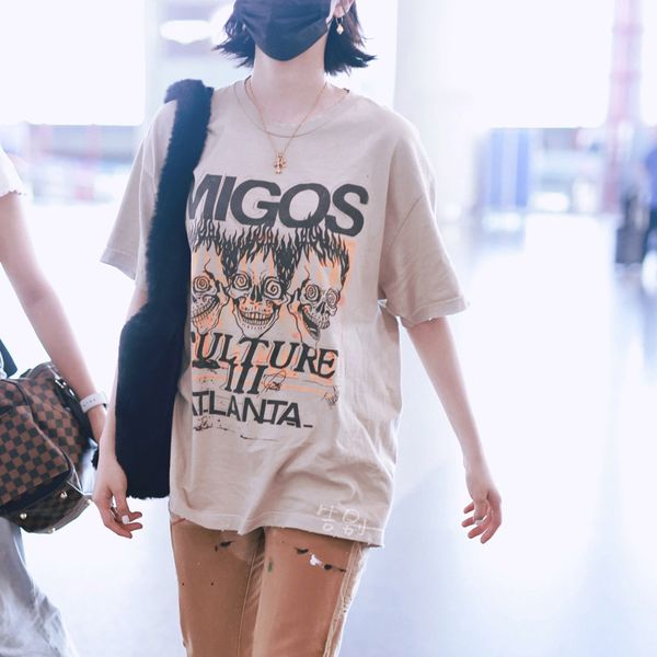 

22ss summer usa plus size tee fashion short sleeve tshirt distressed women casual cotton t shirts, Black;brown
