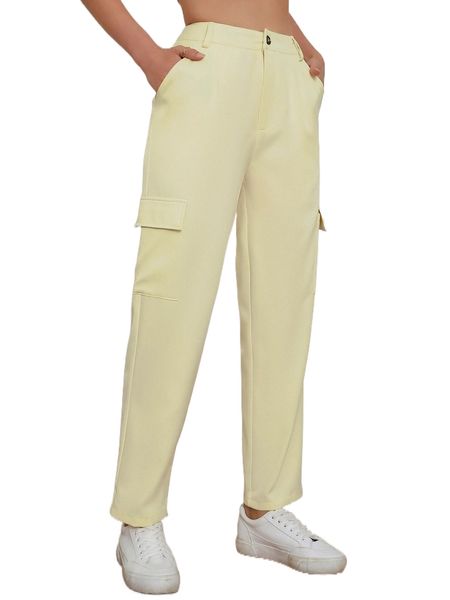 

high waist flap pocket side pants z2gf#, Black;white