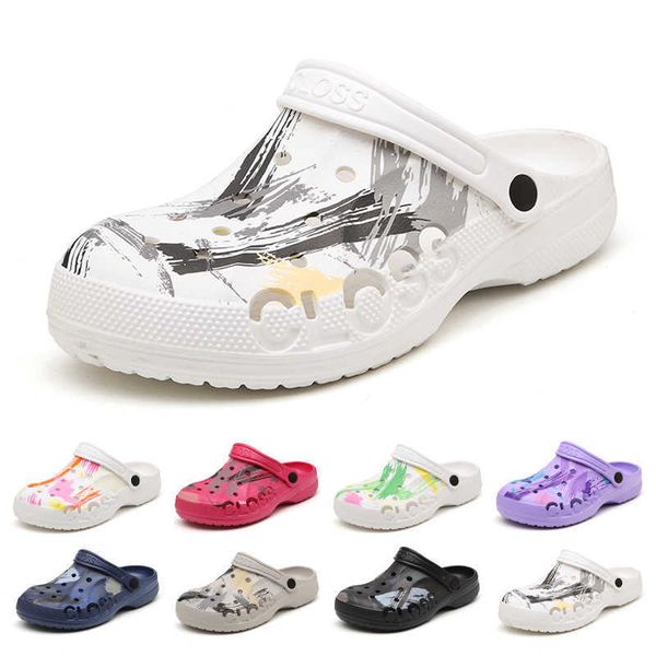 

elling men's women's graffiti sandalias 2022 summer soft-soled ladies beach casual eva garden shoes flat colorful slippers famous, Black