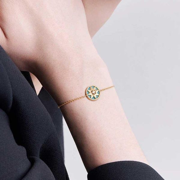

charm bracelets 2022 eight-pointed star shaped compass lady bracelet adjustable length retro style lucky luxury jewelry, Golden;silver